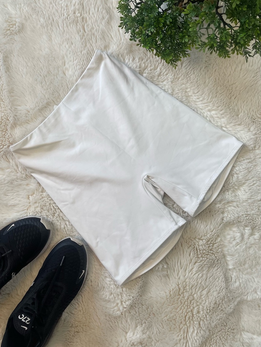 SKIMS White High-Waist Mini Bike Shorts